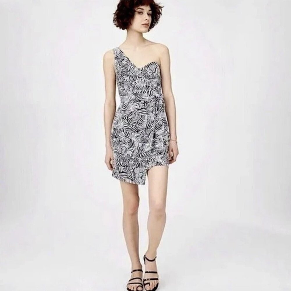 Club Monaco One Shoulder Zebra Wrap Dress